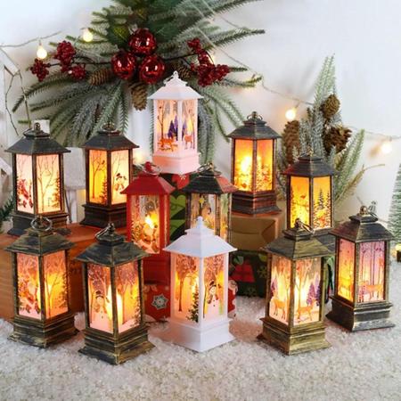 Imagem de Luzes de Natal Vintage em LED - Velas, Renas, Castelo e Boneco de Neve