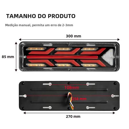 Imagem de Luzes de Reboque LED 12V-24V para Caminhão - 2 Peças - Sinal de Seta e Lanterna Traseira