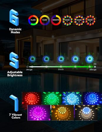 Imagem de Luzes flutuantes de piscina IIQ que mudam de várias cores com controle remoto (1 pacote)