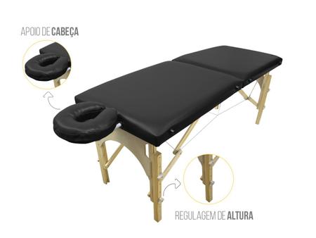 Imagem de Maca mesa divã dobrável portátil com regulagem de altura 200kg para Estética Massagem Salão Sobrancelhas 