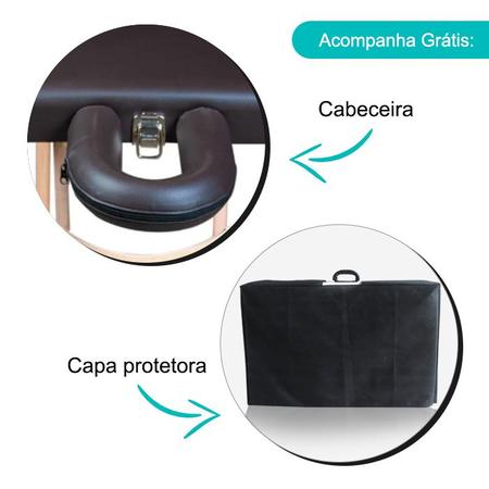 Imagem de Maca Portátil de Madeira com Cabeceira Reclinável e Orifício para Face Suporta até 200kg com Capa de Proteção - Santa Fé Macas