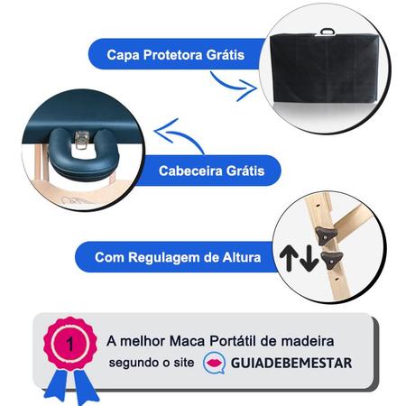 Imagem de Maca Portátil Standard com Regulagem de Altura RA01 + Capa de Proteção Santa Fé Macas