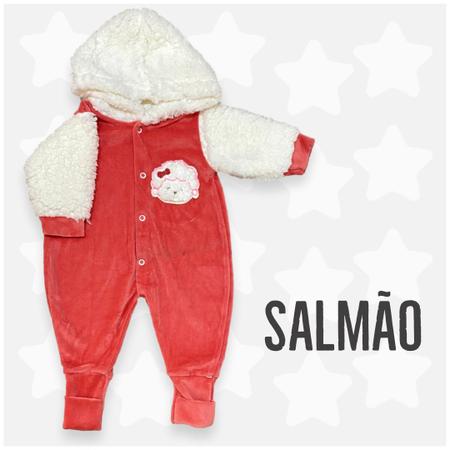 Imagem de Macacão Bebê Menina de Frio Capuz Pelúcia Urso Plush Inverno