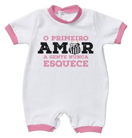 Macacão Bebê Santos Primeiro Amor Rosa - Torcida Baby Imagem de Macacão Bebê Santos Primeiro Amor Rosa - Torcida Baby
