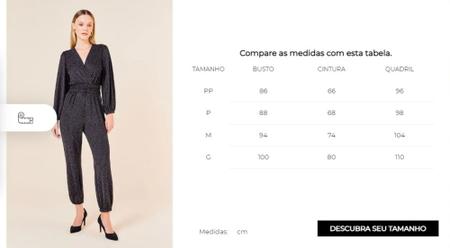 Imagem de Macacão Feminino Lurex Preto com Bicolor e Manga Longa