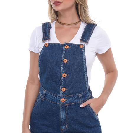 Imagem de Macacão Jeans Feminino Jardineira Calça Larga Mom