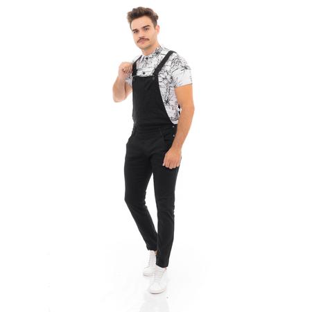 Macacão jeans rasgado best sale masculino