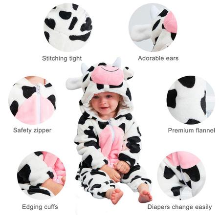 Imagem de Macacão MICHLEY unissex para bebês e meninas com capuz, vaca de inverno 13-18M