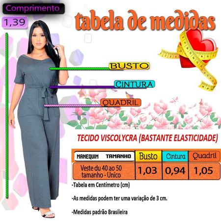 Imagem de Macacão Pantalona Moda Feminino Macaquinho Com Bolso Saruel