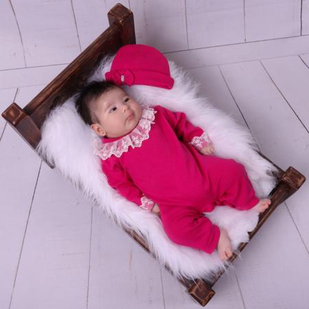 macacão para bebe recém nascido com touca feminino detalhe renda malha de  algodão para maternidade - flor de algodão enxovais - Macacão e Macaquinho  para Bebês - Magazine Luiza