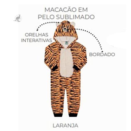 Imagem de Macacão Pijama Bebê Unissex Fantasia Tigre TileeSul 3404