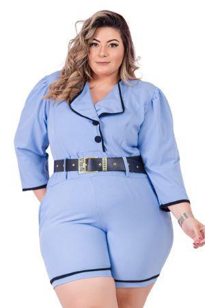 Macac o Plus Size com cinto Roupas Femininas GG Bellucy Modas