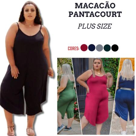 Macacão pantacourt preto plus size sales