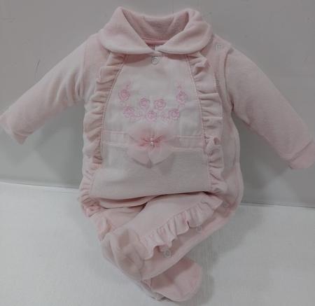 Imagem de Macacão Plush Bebê Feminino Babadinho Chuquinha Bordado 2897