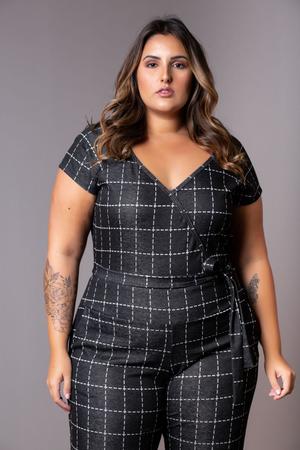Macacao xadrez hotsell plus size