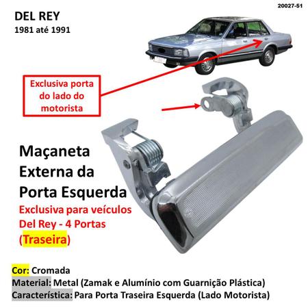 Imagem de Maçaneta Externa Traseira Esquerda Del-Rey 1981-1991 Cromada