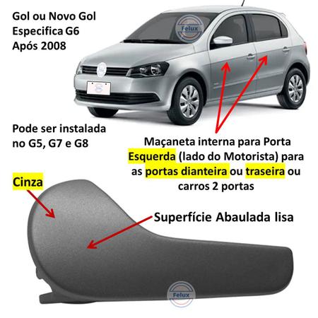 Imagem de Maçaneta Interna Gol G6 G5 G7 G8 Após 2008 Esquerda Cinza