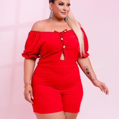 Imagem de Macaquinho Feminino Plus Size Ciganinha Dethalhe Busto 0289