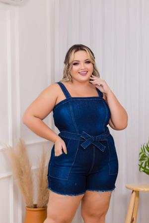 Macaquinho jeans plus size sale