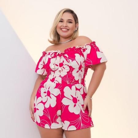 Imagem de Macaquinho Plus Size Feminino Estampado/Xadrez 0477