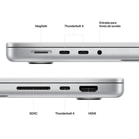 Imagem de MacBook Pro 14" Chip M2 Max da Apple com CPU de 12 núcleos e GPU de 30 núcleos, 1TB SSD - Prateado