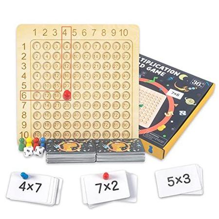 Jogo de Tabuleiro de Madeira para Multiplicação Montessori Brinquedos  Educativos Matemática