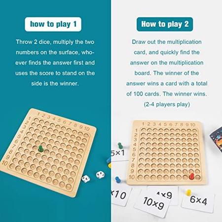 Jogo de Tabuleiro de Madeira para Multiplicação Montessori Brinquedos  Educativos Matemática