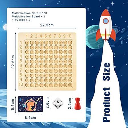 Jogo de Tabuleiro de Madeira para Multiplicação Montessori Brinquedos  Educativos Matemática