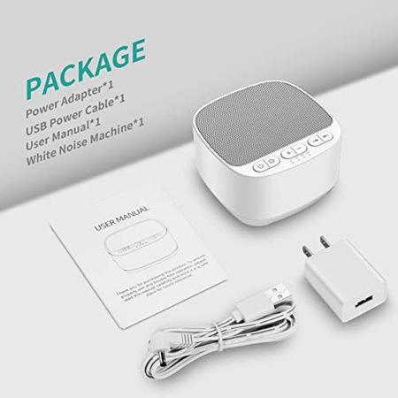 Imagem de Magicteam Sleep Sound White Noise Machine com 40 sons naturais e função de memória 32 níveis de volume alimentados por AC ou TERAPIA DE SOM DO TEMPOrizador USB e Sleepr para bebês adultos (brancos)