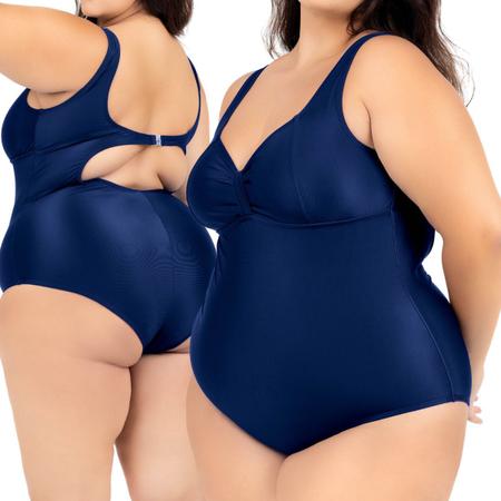 Imagem de Maiô Plus Size Costas Nuas Tecido Modelador Chapa Barriga