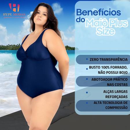 Imagem de Maiô Plus Size Costas Nuas Tecido Modelador Chapa Barriga