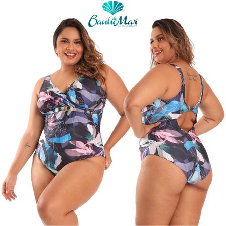 Imagem de Maiô Zero Barriga Sem Bojo Banho de Mar de Alta Compressão Modela e Reduz Estampado Plus Size