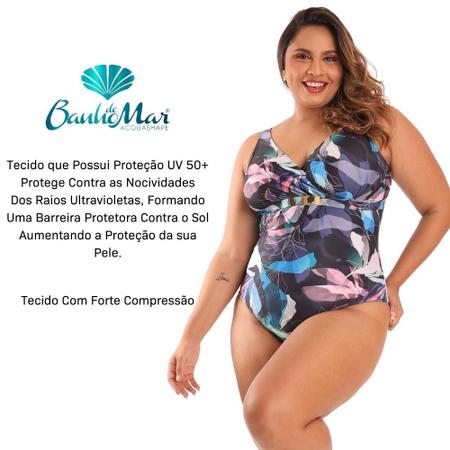 Imagem de Maiô Zero Barriga Sem Bojo Banho de Mar de Alta Compressão Modela e Reduz Estampado Plus Size