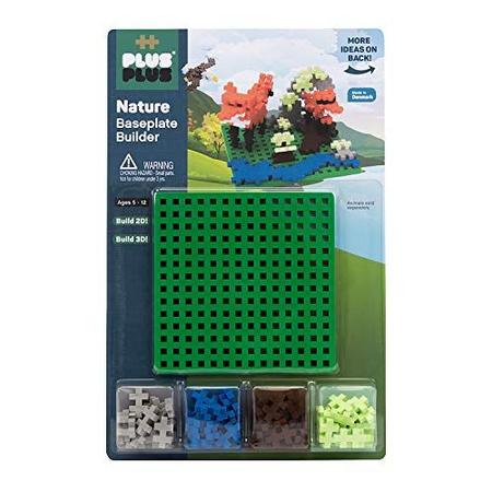 Imagem de MAIS PLUS  Nature Baseplate Builder  64 Peças e um Acessório Base para Construção e Exibição, 4,5 X 4,5 polegadas - Construção de Tronco Toy, Blocos de Mini Quebra-Cabeças Interligados para Crianças