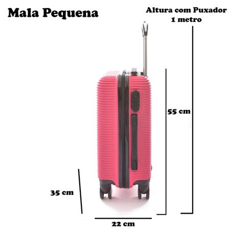 Imagem de Mala de Bordo Viagem Pequena ABS - (55 x 35 x 22cm) C/ 4 Rodinhas 360º - (Regulamentação ANAC)