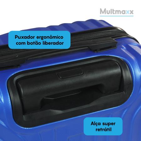 Imagem de Mala de Viagem Bordo Até 10kg Multmaxx Rígida ABS Rodinhas 360 Com Cadeado e Senha Azul