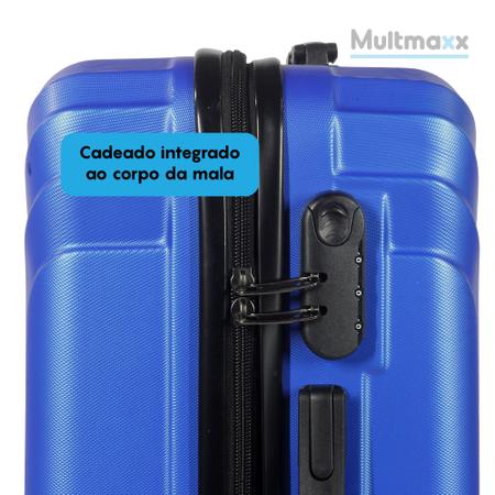 Imagem de Mala de Viagem Bordo Até 10kg Multmaxx Rígida ABS Rodinhas 360 Com Cadeado e Senha Azul