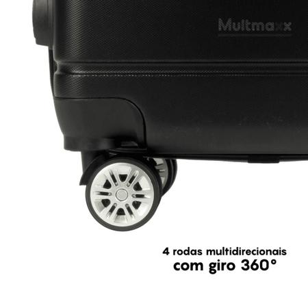 Imagem de Mala de Viagem de Bordo ABS Leve Rodinhas 360o 10Kg com Senha Preta Multmaxx