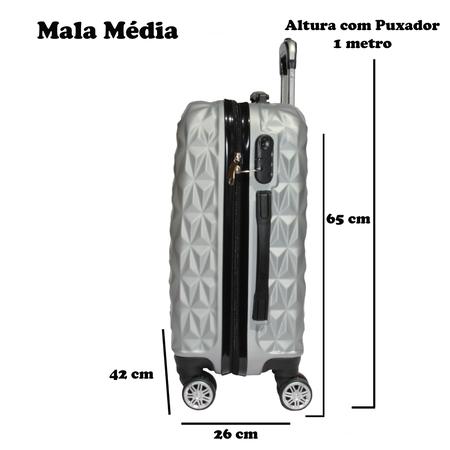 Imagem de Mala de Viagem Média Ac74 65x42x26 Em Abs C/ Rodinhas 360º 