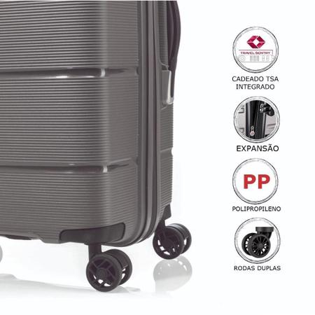 Imagem de Mala de Viagem Media Expansível em Polipropileno American Tourister Linex Cadeado TSA Titanium