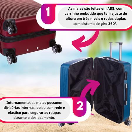 Imagem de Mala Viagem Média Rodinhas Giro 360 Travel One To Fly Sestini Abs Design Premium Rígida Com Cadeado