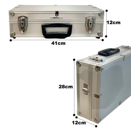 Imagem de Maleta Aluminio Ferramentas Organizadora Caixa Case de Aluminio Reforçada c/ Chaves 42x28x12cm Alça Pro