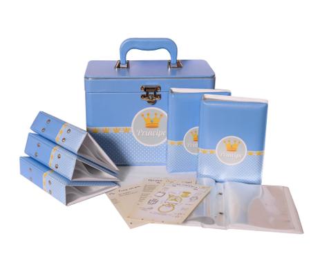 Imagem de Maleta Box 10x15 - 600 fotos - 6 álbuns fotográficos Príncipe azul Coroa Bebê Infantil