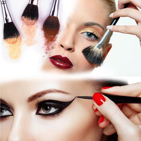 Imagem de Maleta com maquiagem completa  Profissional  e Kit Pinceis  BZ85  - Pele Branca