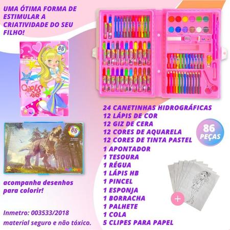 Imagem de Maleta De Pintura Infantil Estojo 86 Peças Para Colorir