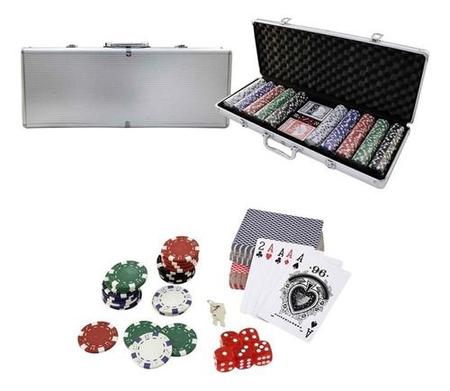 Maleta de poker 500 fichas baralho dados kit completo jogador profissional  - MAKEDA - Maleta de Poker - Magazine Luiza