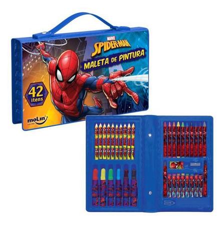 Kit Desenhos p/ Colorir + 6 Giz de Cera Homem Aranha