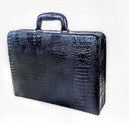 Imagem de Maleta executiva Guedes modelo Napole,couro legítimo estampa Croco preto, espaço para notebook até 15, 6 "