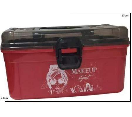 Imagem de Maleta frasqueira de plastico com bandeja p/ maquiagem makeup