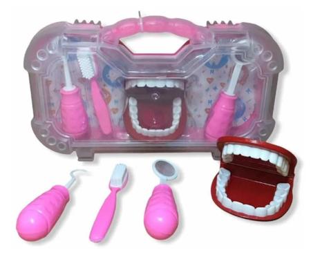 Maleta Kit Dentista Infantil Dentista 4 Peças Rosa Pakitoys :  : Brinquedos e Jogos